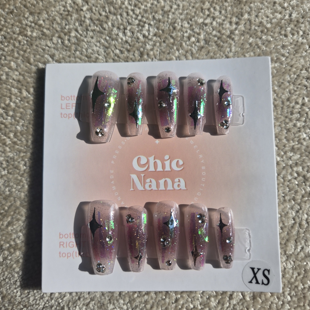 Pink Glitter Press-On Nails
